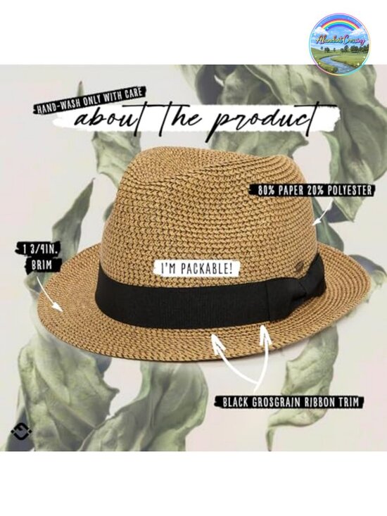 Short Brim Fedora Sun Hat with UPF 50+ Protection
